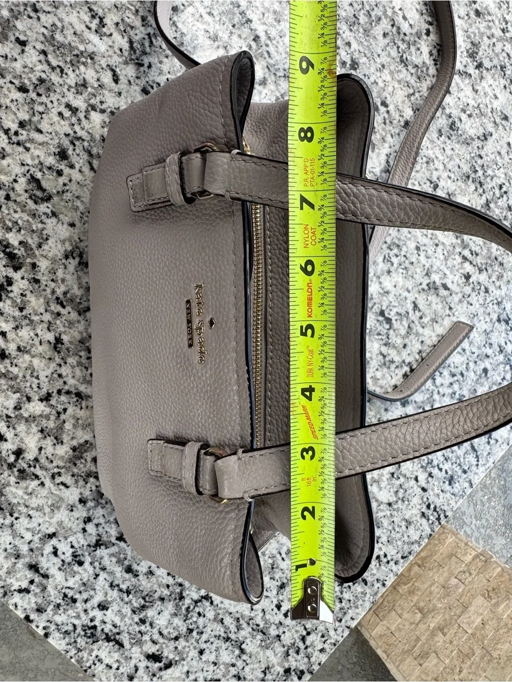 kate spade Gray Pebbled Leather Satchel with Crossbody Strap